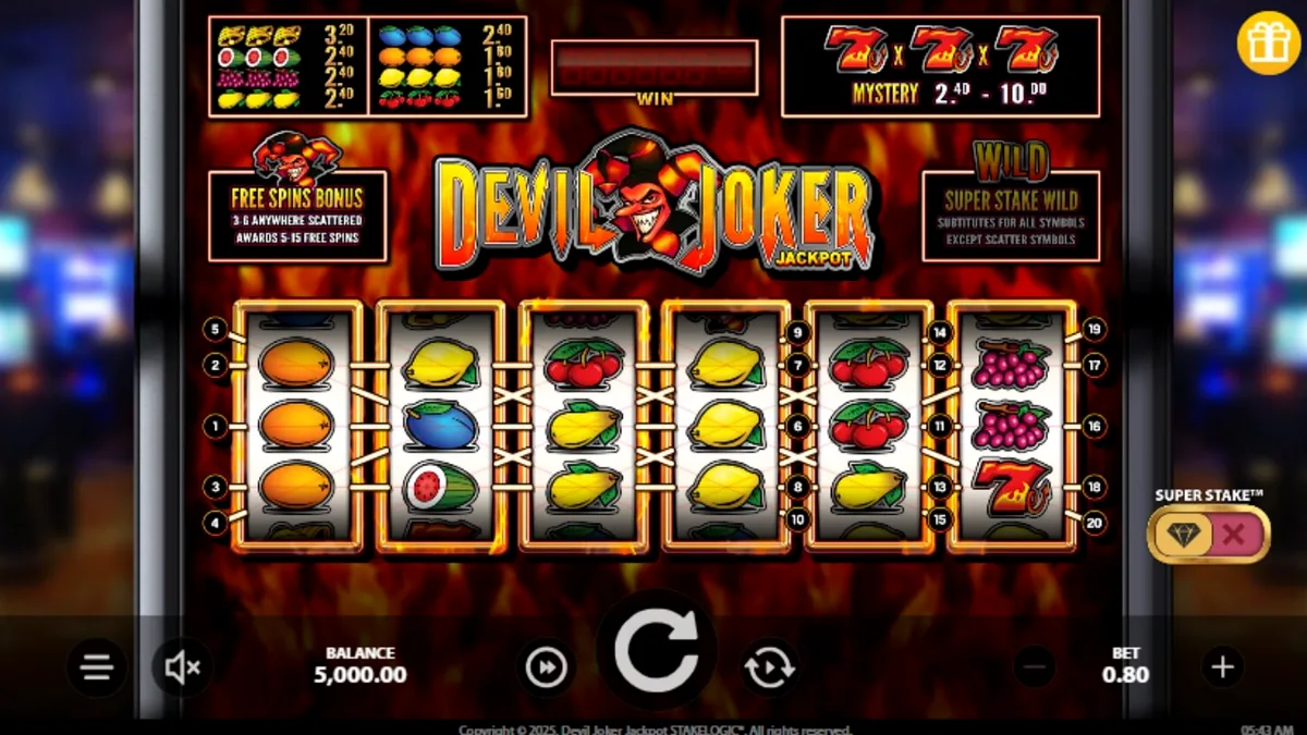 Devil Joker Jackpot slot game interface sa isang mobile phone screen
