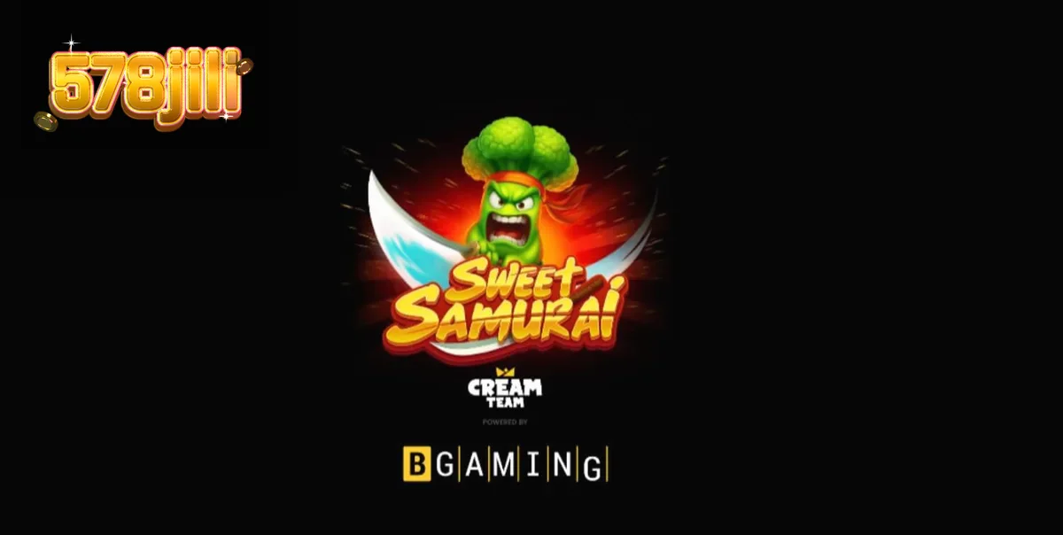 Isang mobile screen na nagpapakita ng Sweet Samurai slot game na may Broccoli Samurai sa itaas.